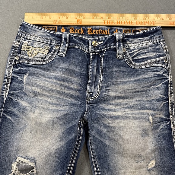 ROCK REVIVAL Katydid WOMENS 30 Mid-Rise Skinny FACTORY Distressed Jeans - Picture 9 of 10